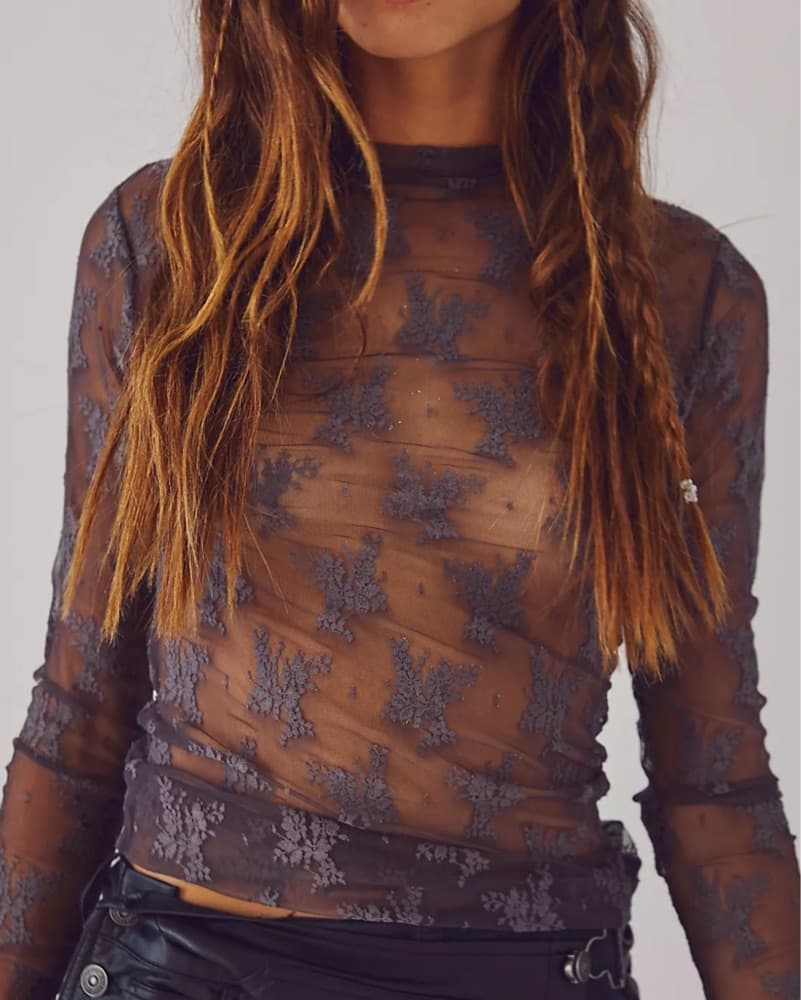 Ethereal Embroidered Mesh Top - Image 1