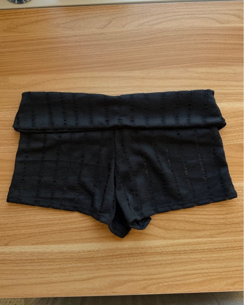Black Distressed Micro Shorts - Image 3