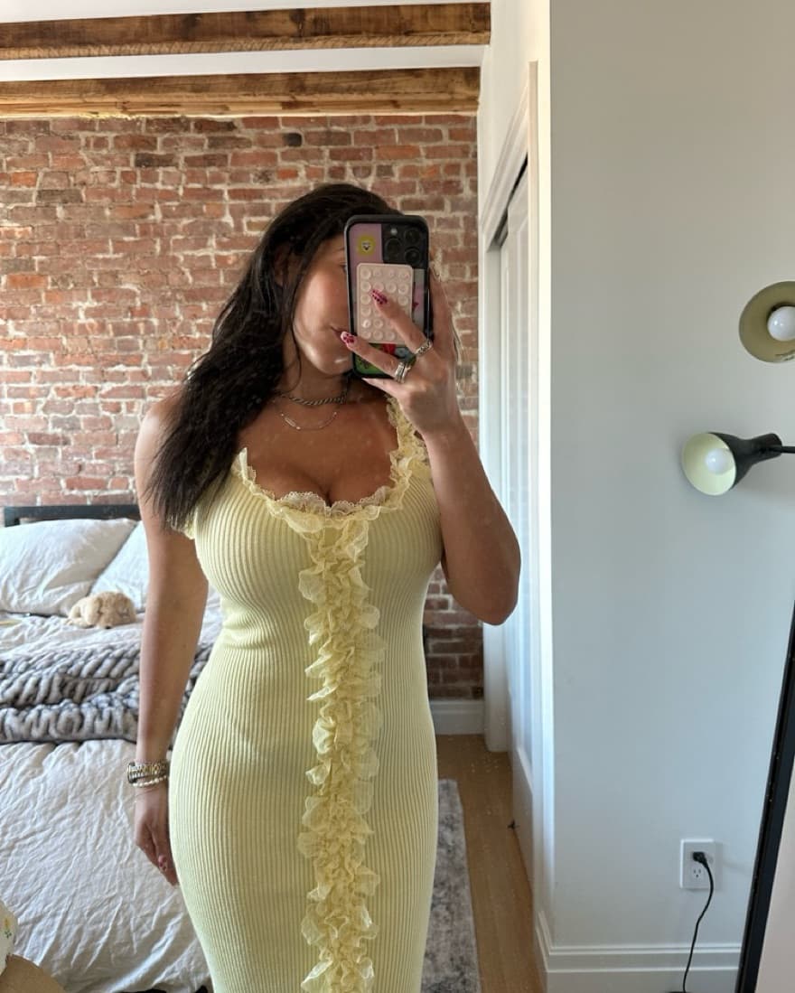 Meshki Shay Yellow Lace Ruffle Dress - Image 3