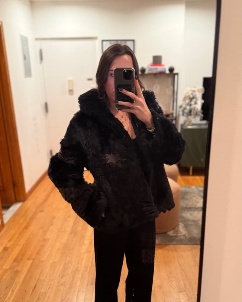 Black Faux Fur Star Jacket - Image 2