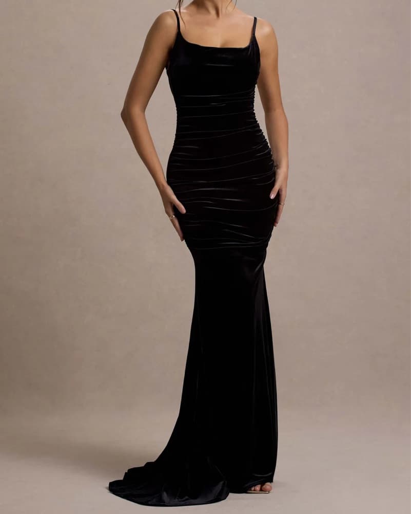 Club London Floor Length Black Gown - Image 1