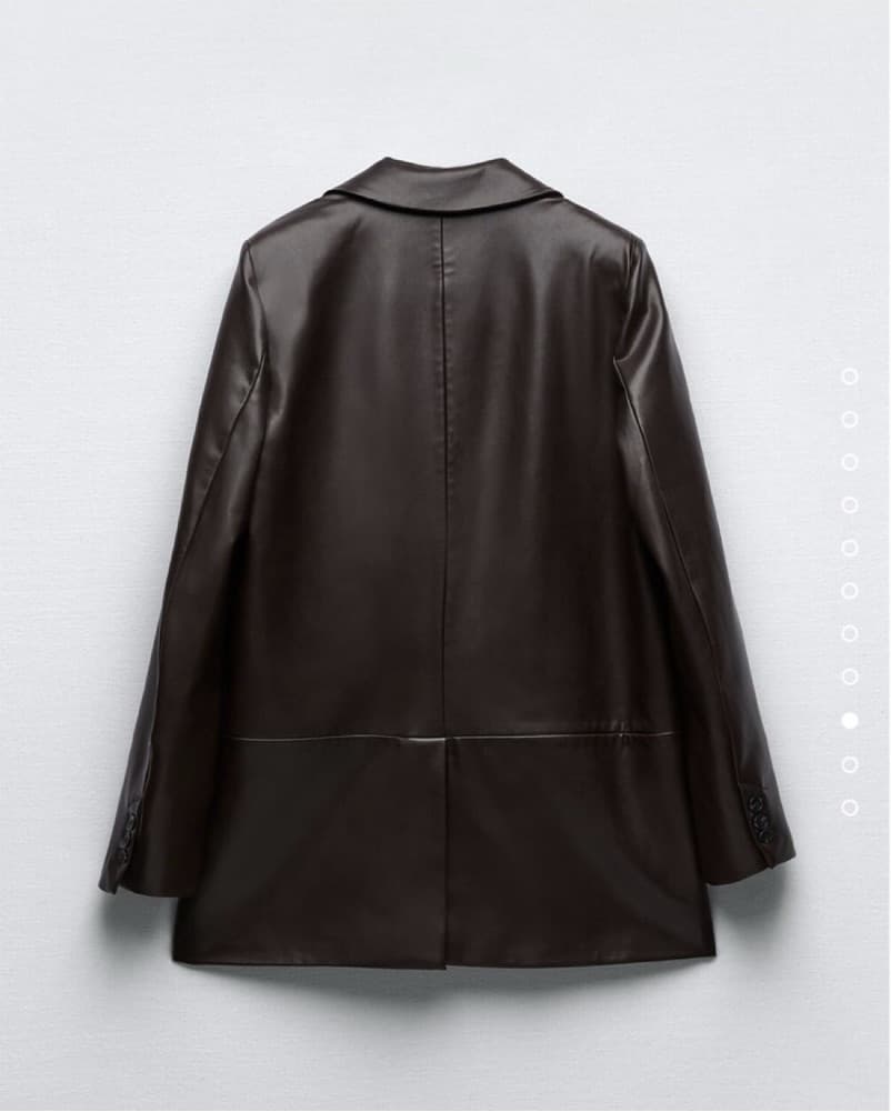 Dark Brown Faux Leather Masculine Blazer - Image 2