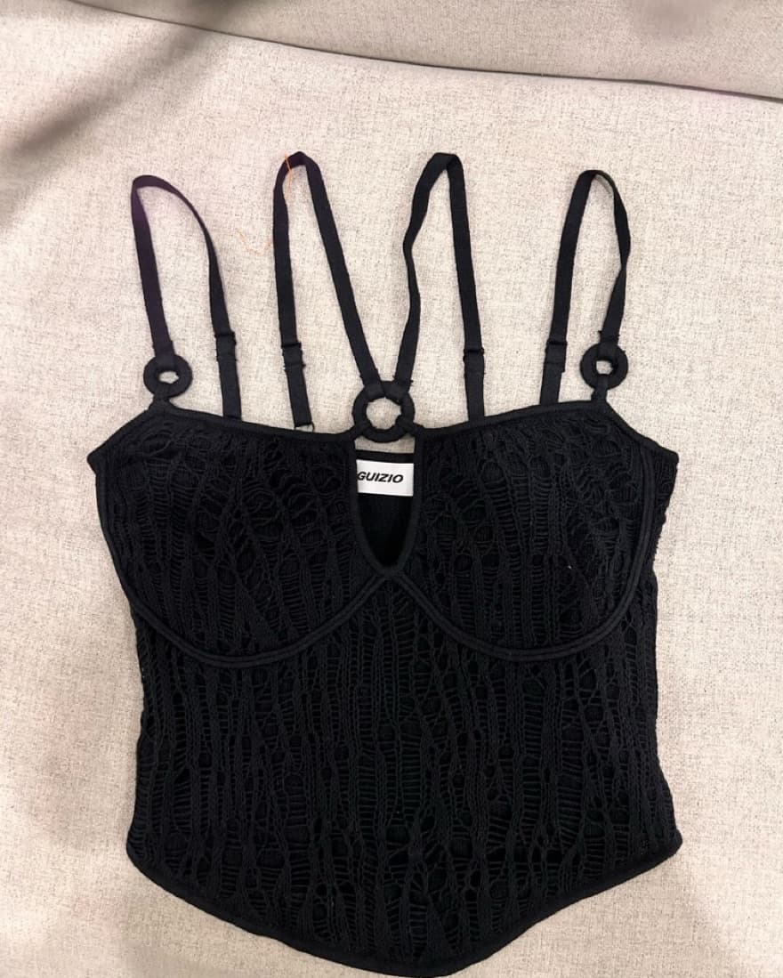 Danielle Guizio Black Crotchet Top - Image 4