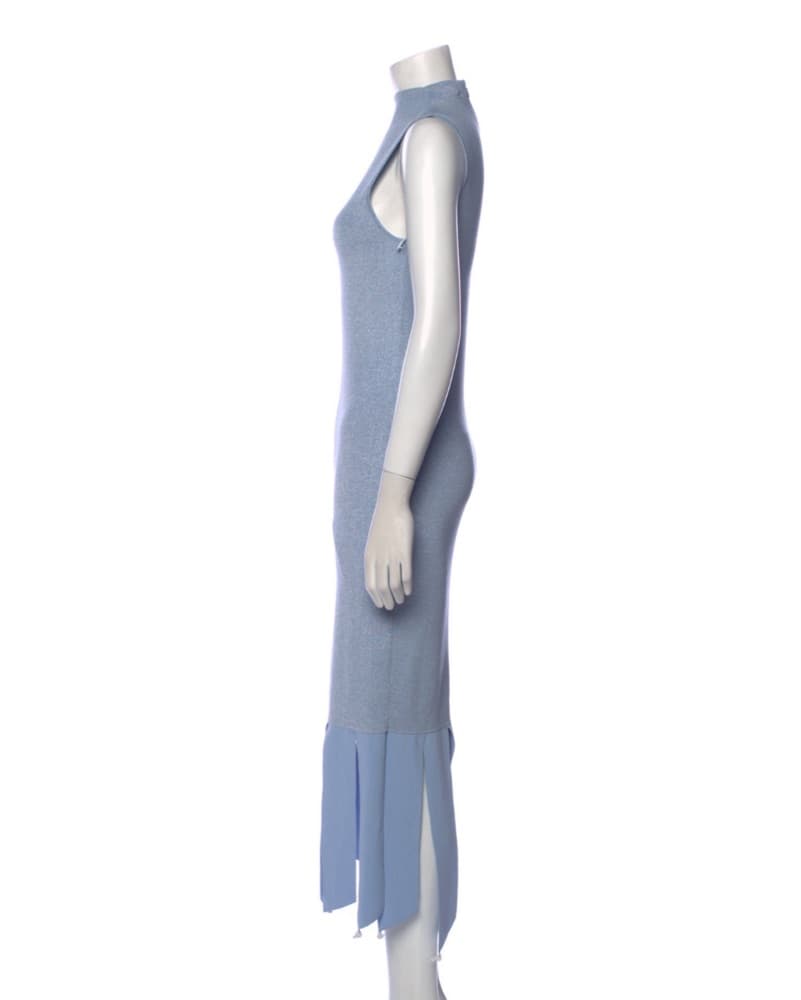 Staud Ice Blue Midi Dress - Image 4