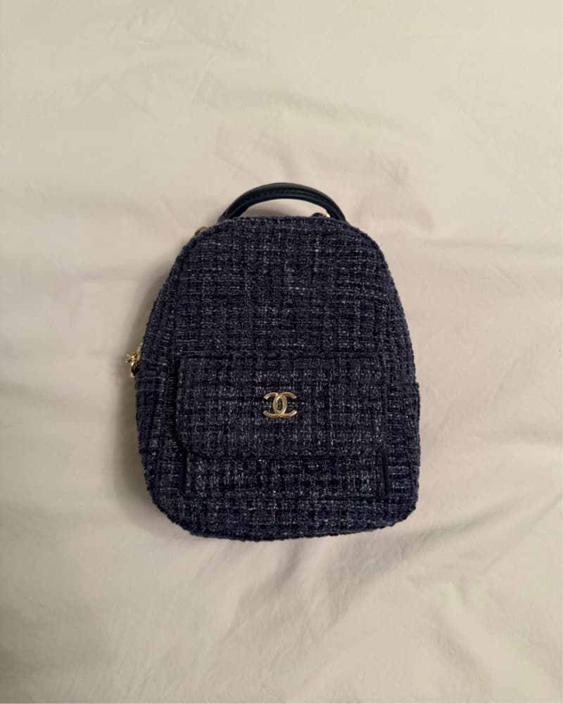 Chanel Tweed Blue Mini Backpack - Image 4