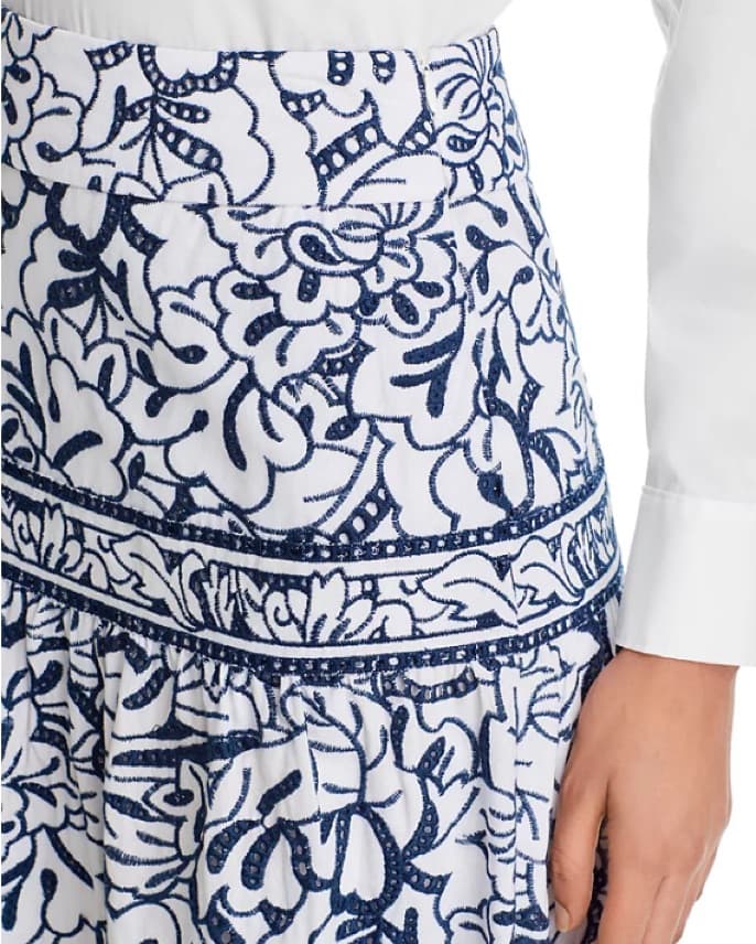 Bloomingdales White & Blue Maxi Skirt - Image 5