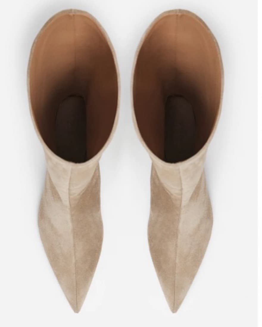 Suede Tan Pointy Toe Boots  - Image 3
