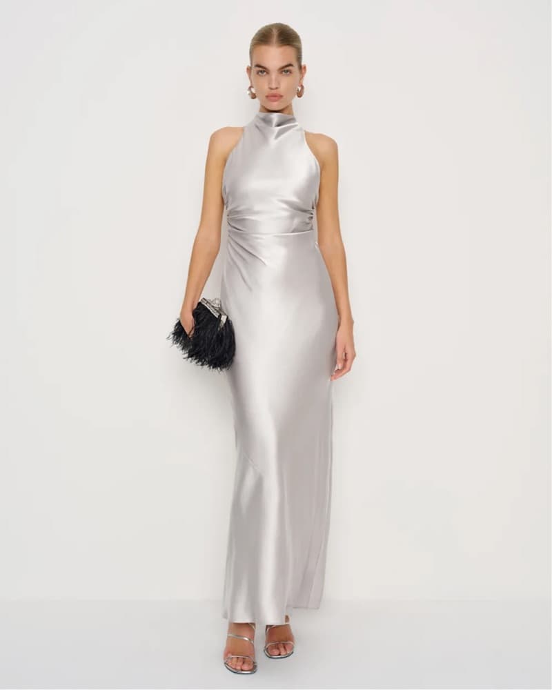 NWT Reformation Silver Anaiis Silk Dress - Image 2
