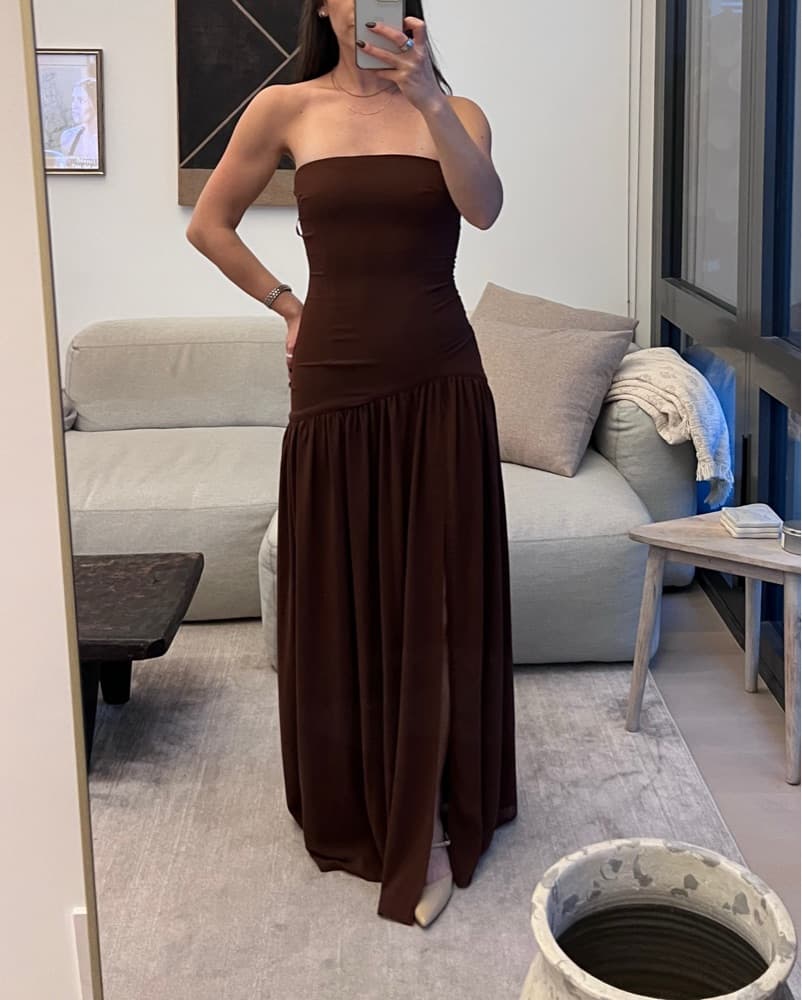 Strapless Brown Drop Waist  - Image 4