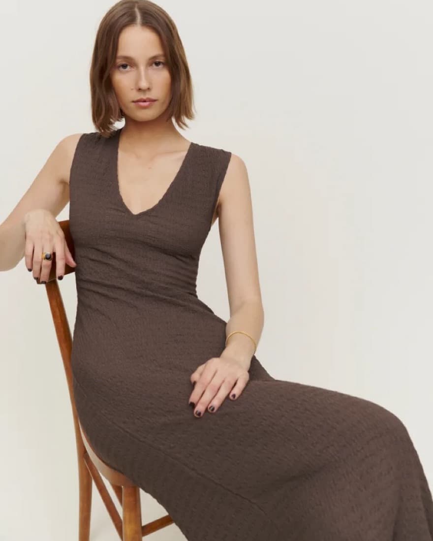 Reformation Palm Knit Dress Brown - Image 1