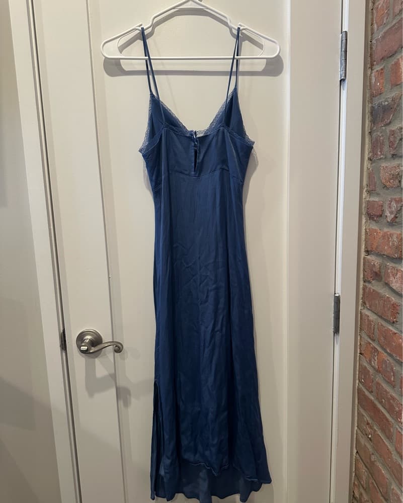 Blue Lace Trim Slip Dress - Image 3