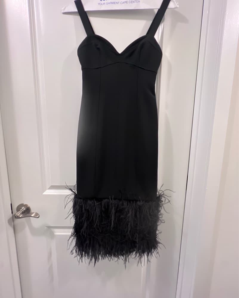 Cinq A Sept Black Feather Midi Dress - Image 2