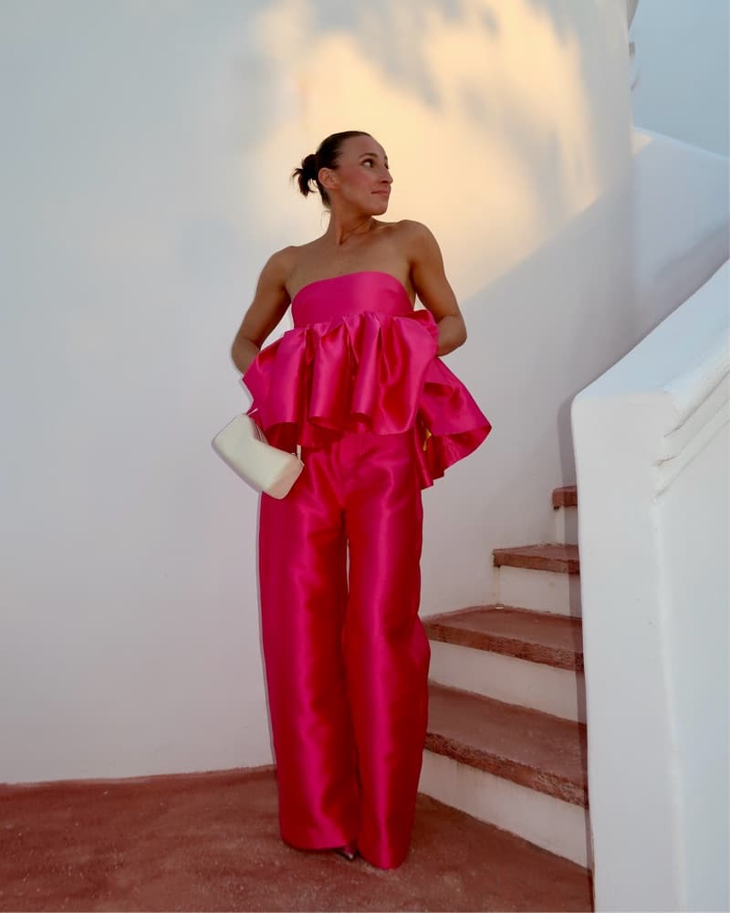 Vibrant Fuchsia Satin Matching Set - Image 6