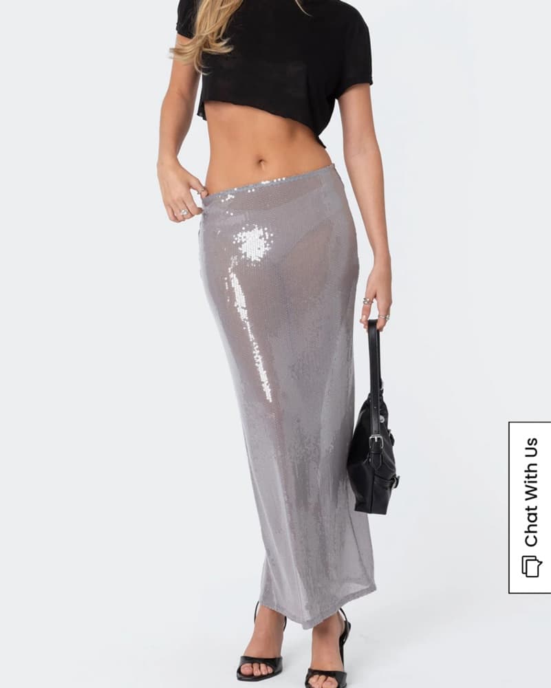 Edikted Sheer Sequin Maxi Skirt - Image 2