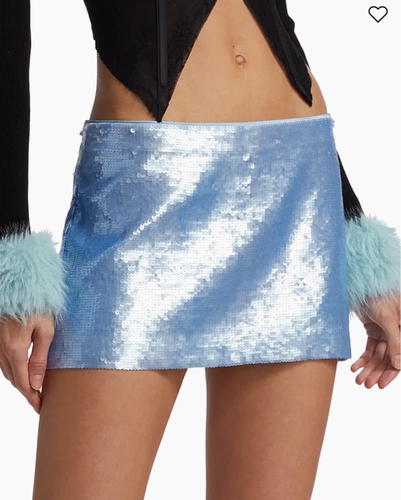 Guizio Matte Sequin Blue Mini Skirt - Image 3