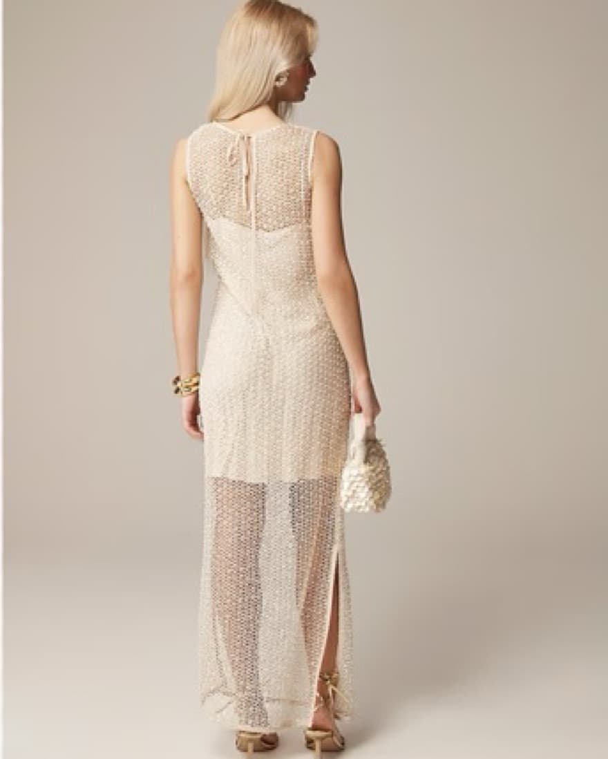 J Crew Sheer Slip Dress with Pearls - Image 4