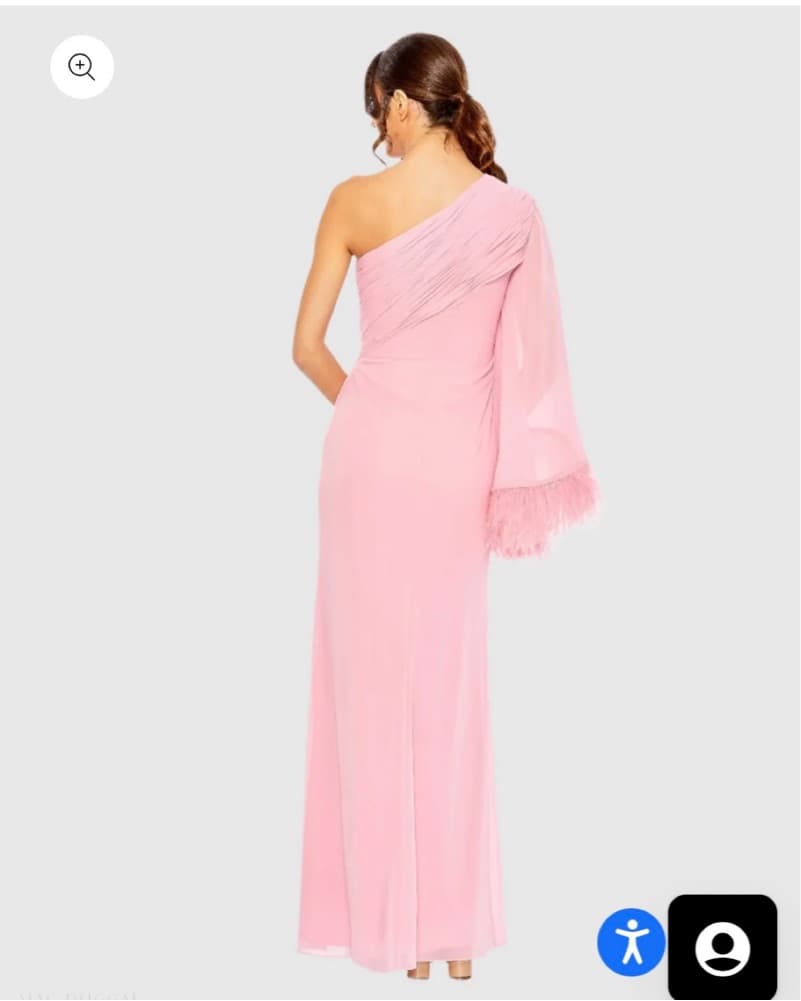 Pink Feather One Shoulder Formal Dress - Image 3