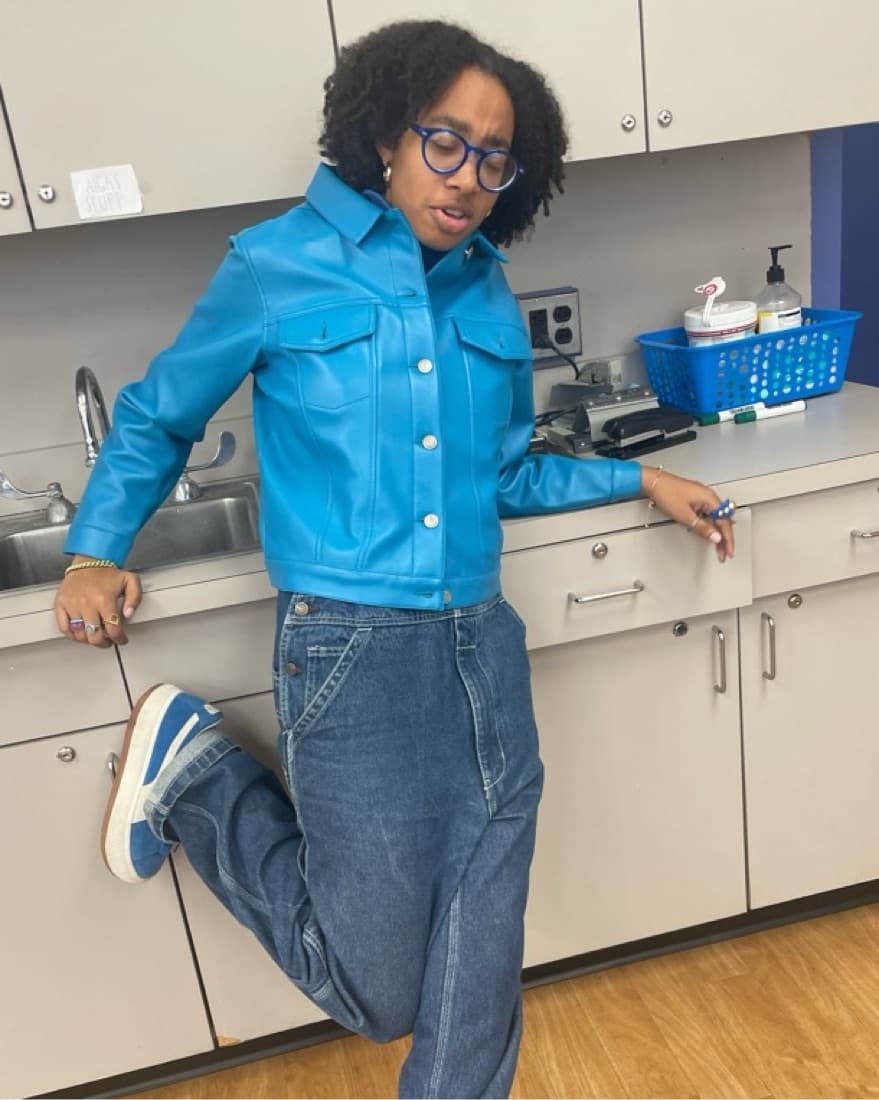 Blue Leather Jacket - Image 2
