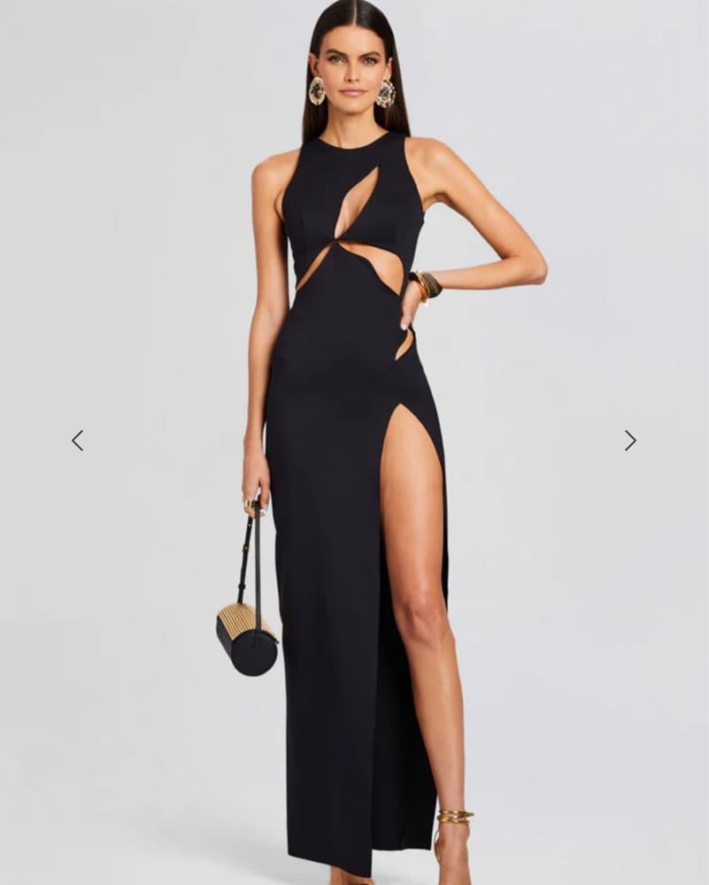 Black Stretch Cutout Maxi Dress - Image 1
