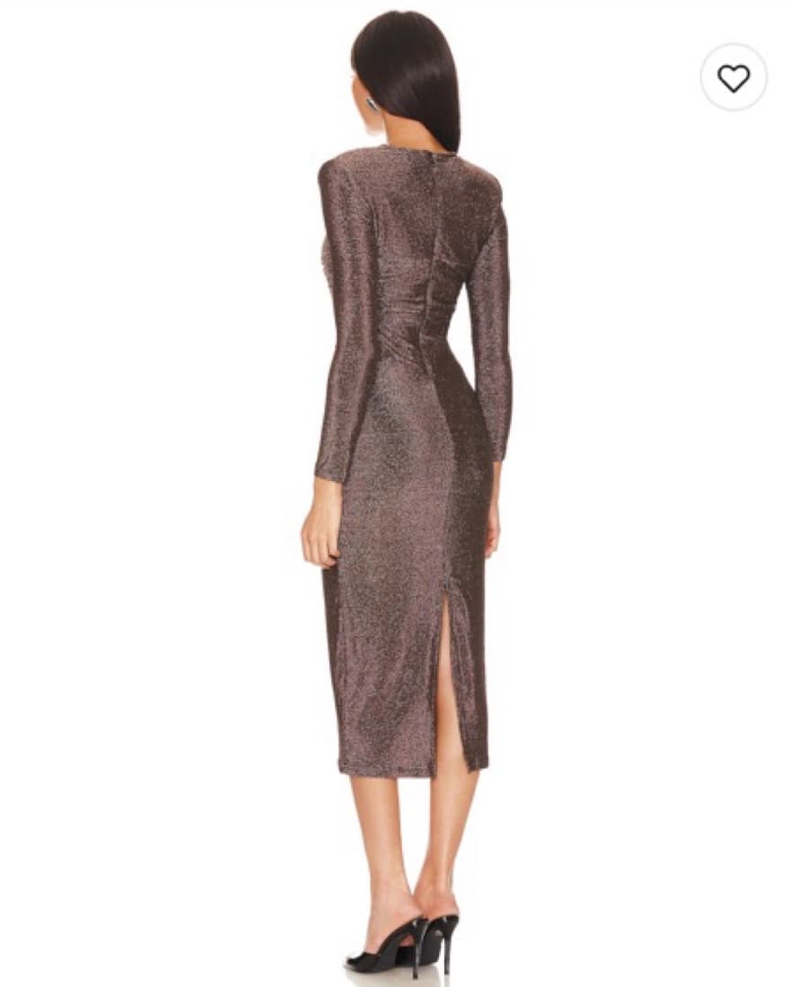 Brown Shimmer Midi Dress - Image 4