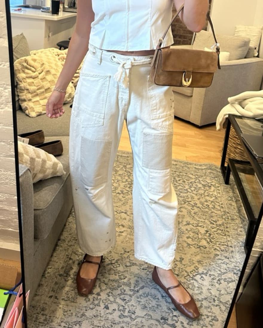 Free People Barrel Jean White/Cream - Image 1