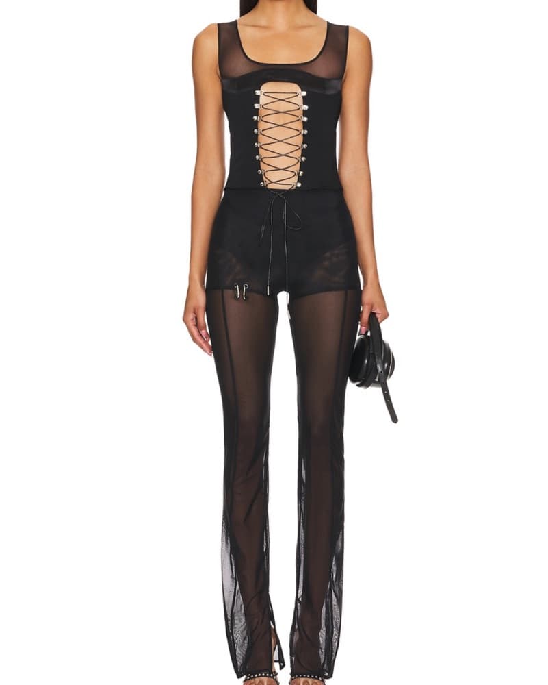 Sketch-y Black Lace Up Sheer Set  - Image 1