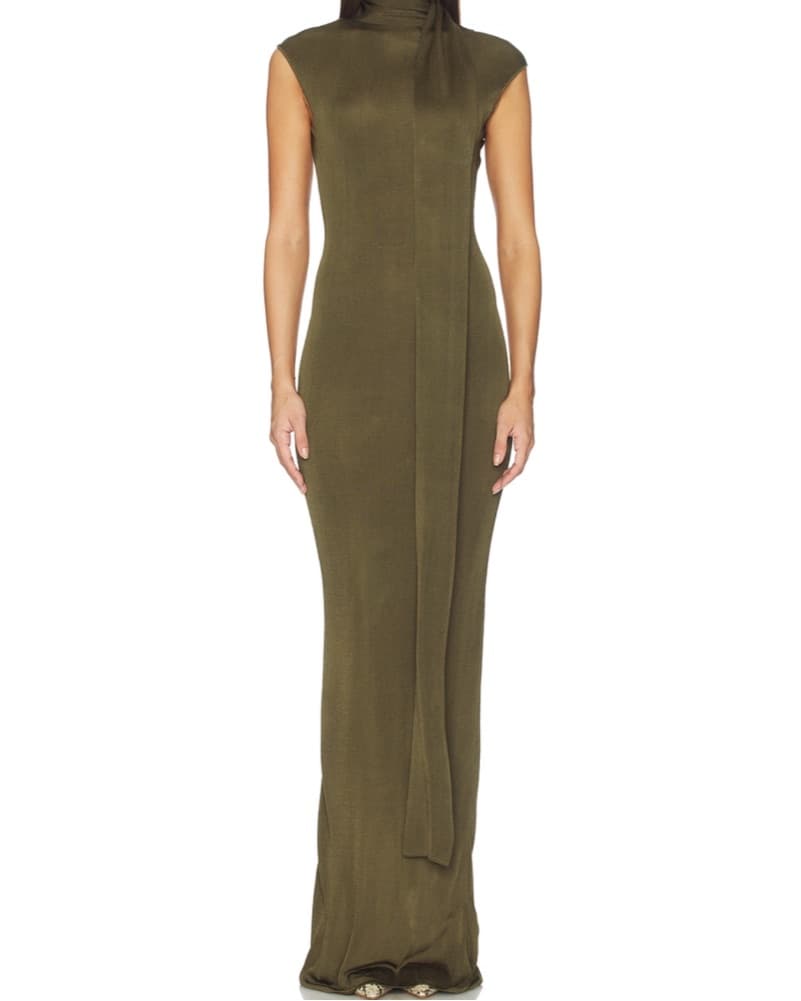 SRG DRESS Elegant Olive Green Maxi Dress - Image 5