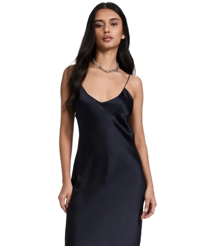 NILI LOTAN Navy Silk Maxi Dress - Image 2