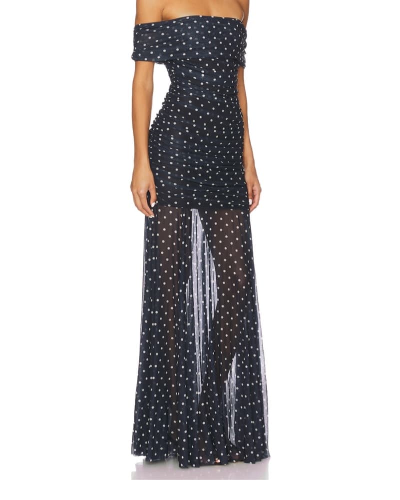 Lena Dress Navy Cream Polka Dots - Image 3