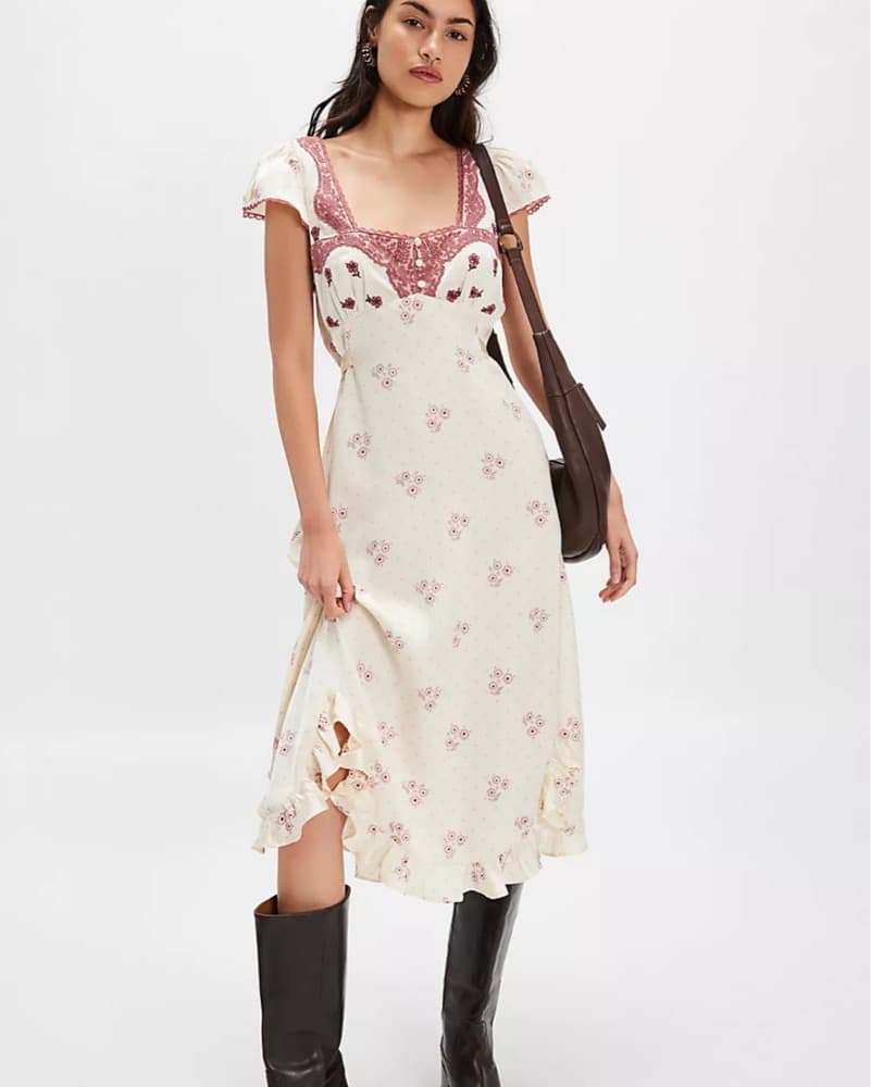Free People Whimsical Floral Midi Dress - Image 1