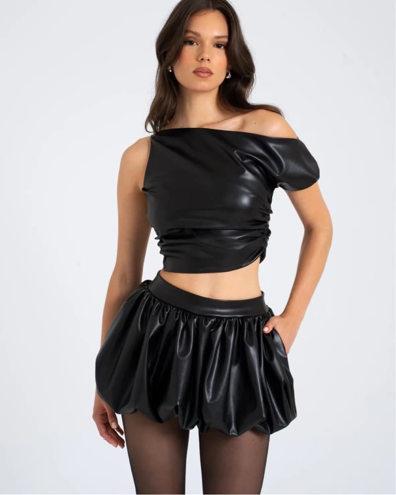 Miss Circle Leather Bubble Skirt  - Image 1