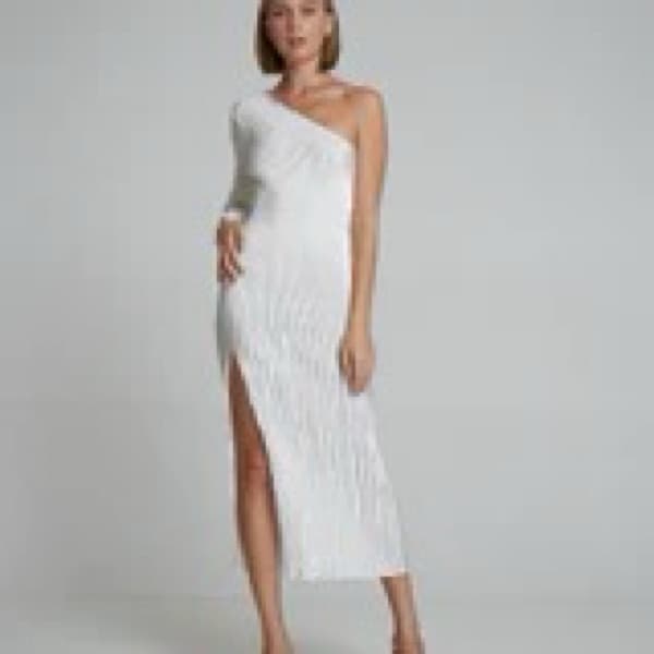 Lidee One Shoulder Sleeve Gown WHITE - Image 1