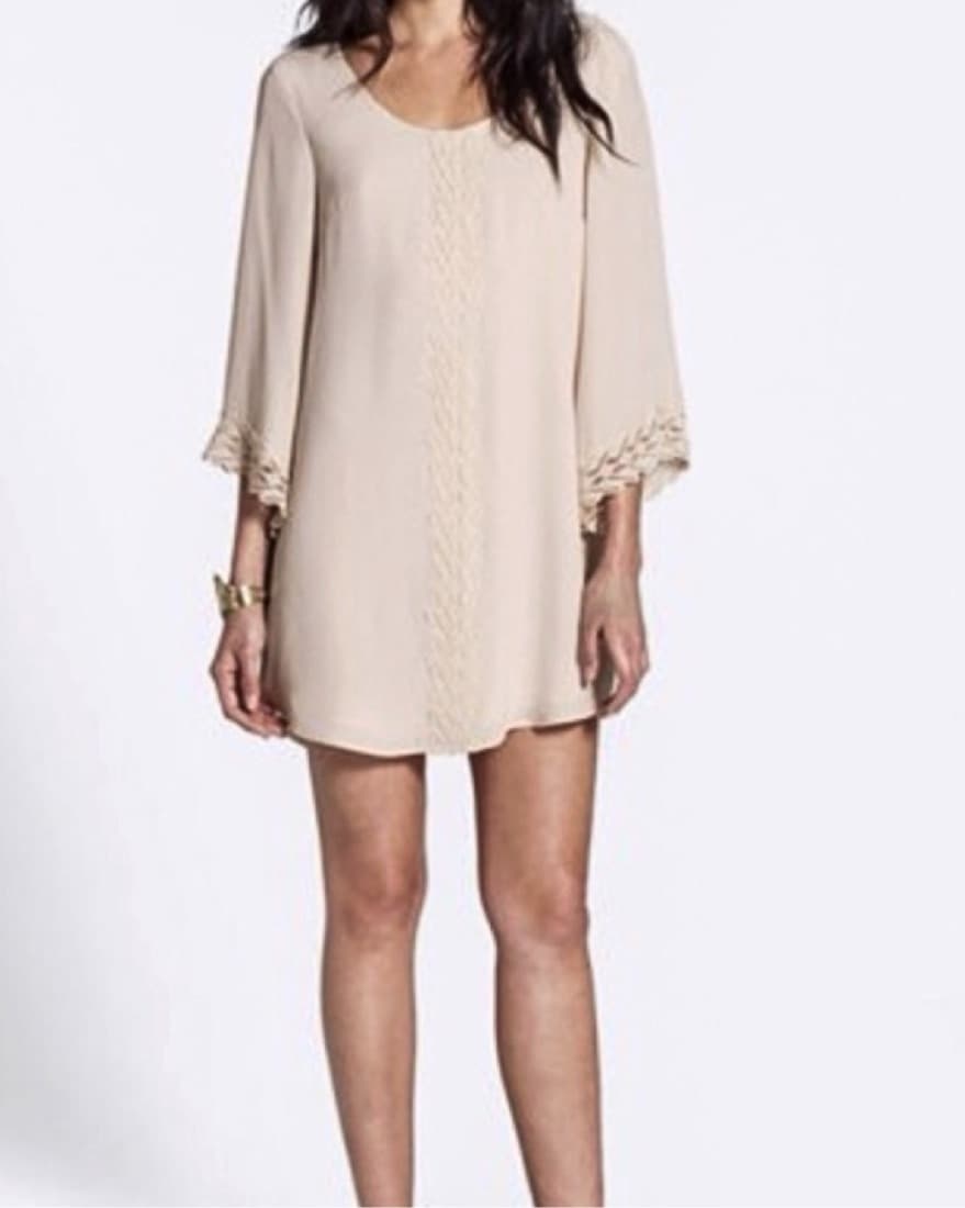 Chic Beige Bell Sleeve Dress - Image 1