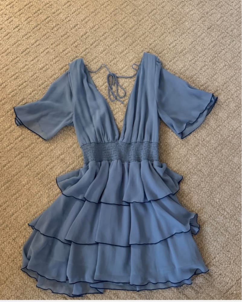 Lovers And Friends Blue Tiered Mini Dres - Image 2