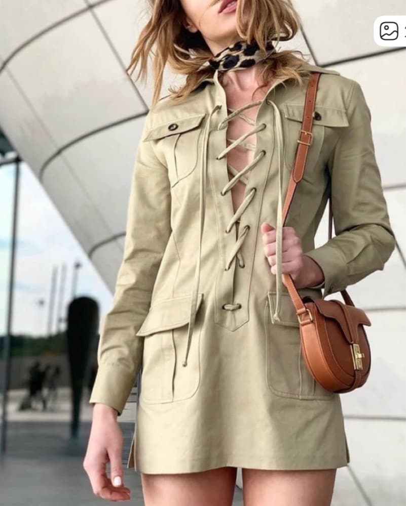 Beige Lace-up Utility Jacket - Image 2