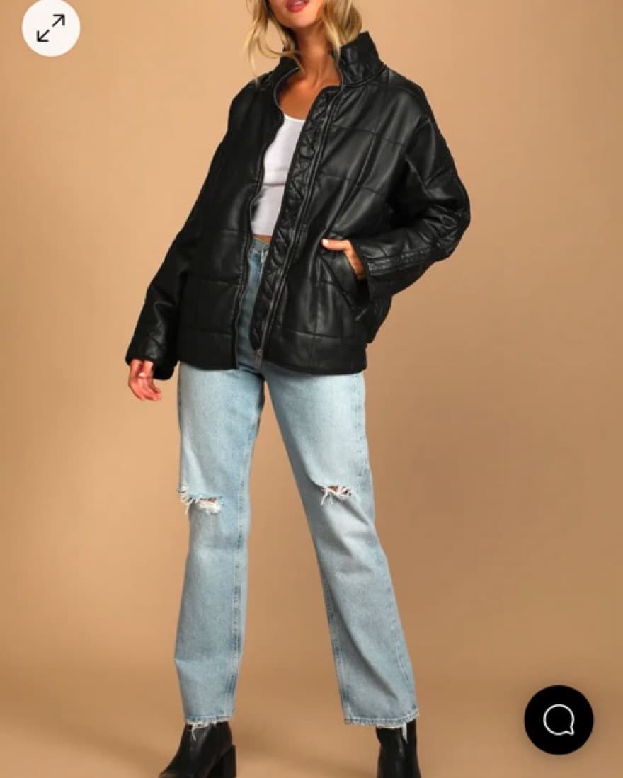 Dolman Black Vegan Leather Quilted Jacke - Image 3