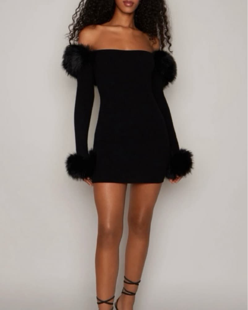 Guizio Black Off  Shoulder Mini Dress  - Image 2