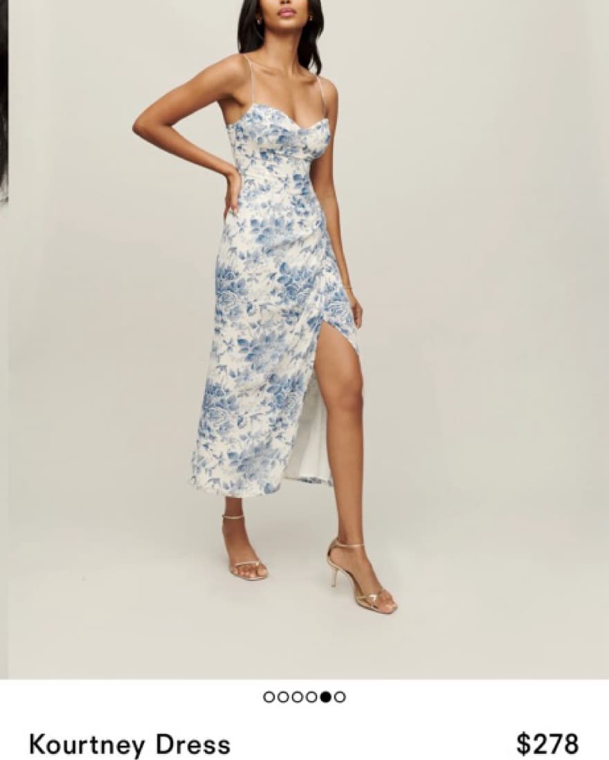 Reformation Blue/White Kourtney Dress - Image 1