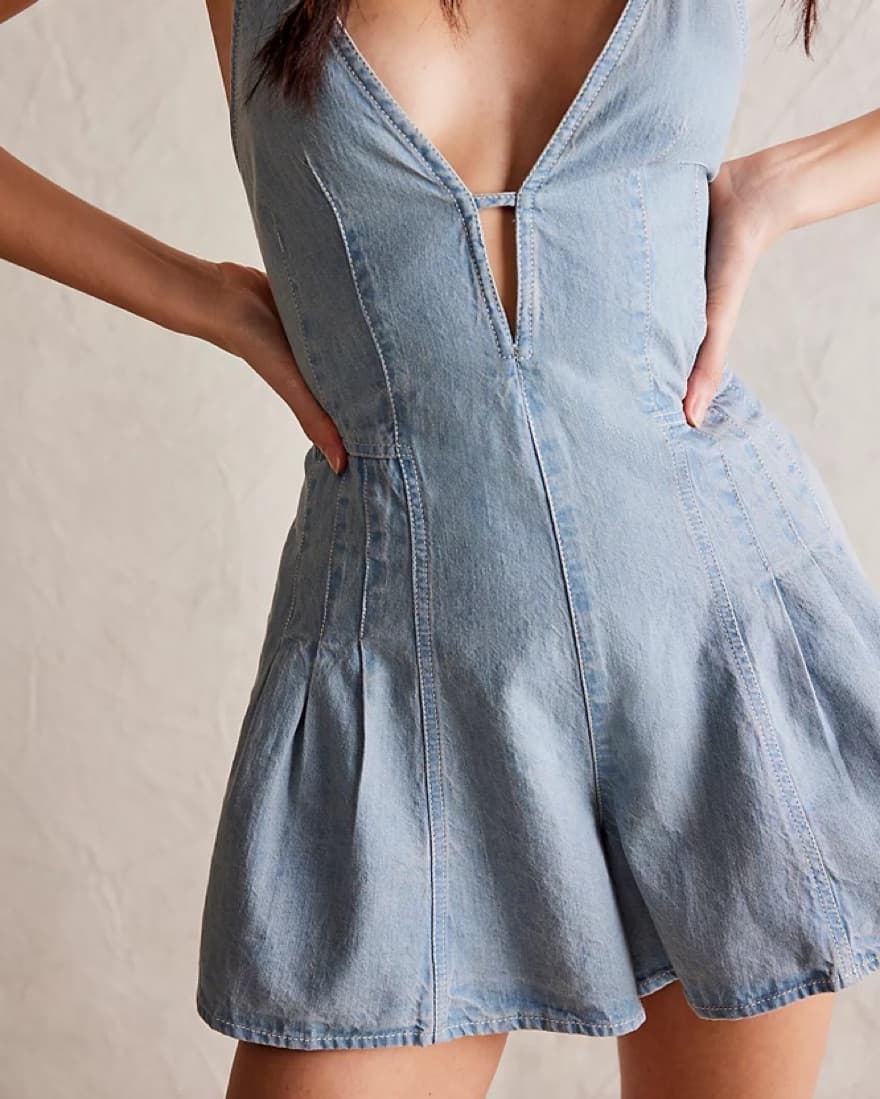 Free People Denim Romper - Image 3