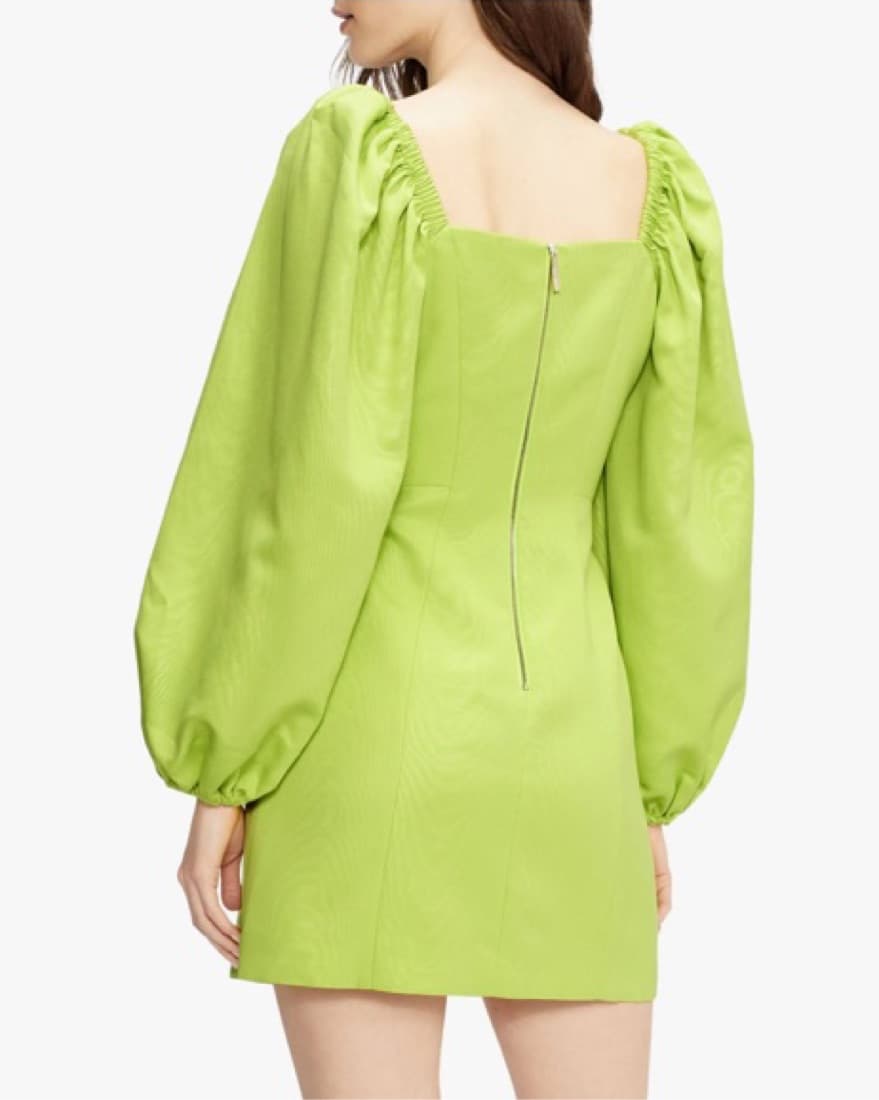 Pale lime dress with exaggerated sleeve - Image 4