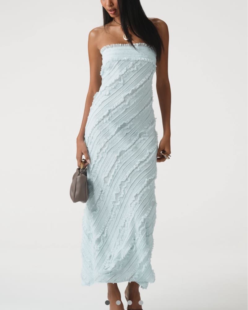 Anthropologie baby blue ruffle Maxi wedding guest dress - Image 1