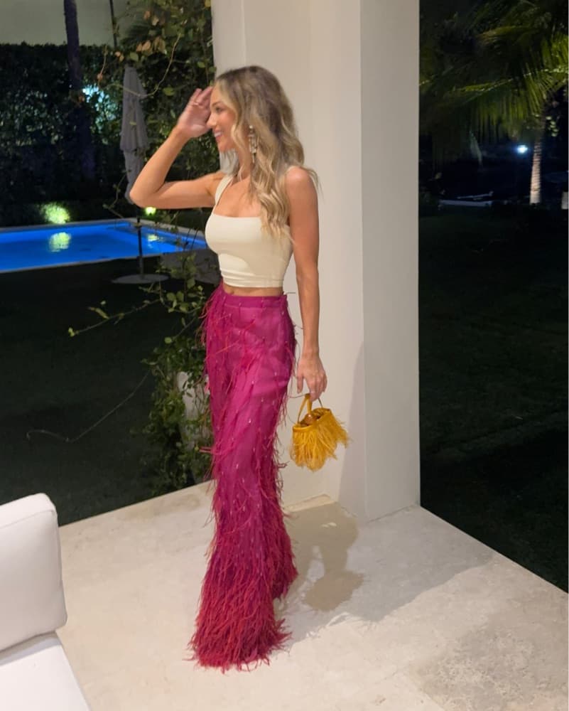 LAPOINTE Organza Ostritch Feather Pants  - Image 2