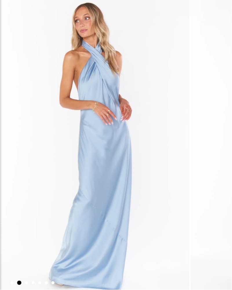 Light Blue Bridesmaid Halter Dress - Image 2