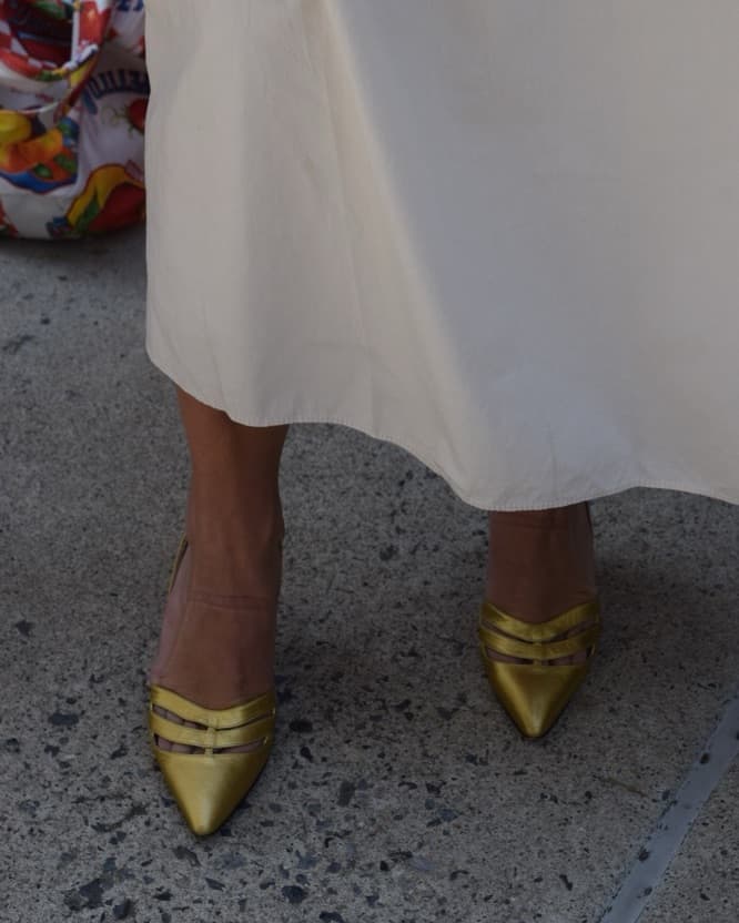 Gold Pointed Toe Manolo Slingback - Image 2