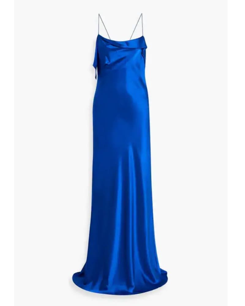 Michelle Mason Blue Low Back Silk Gown  - Image 4
