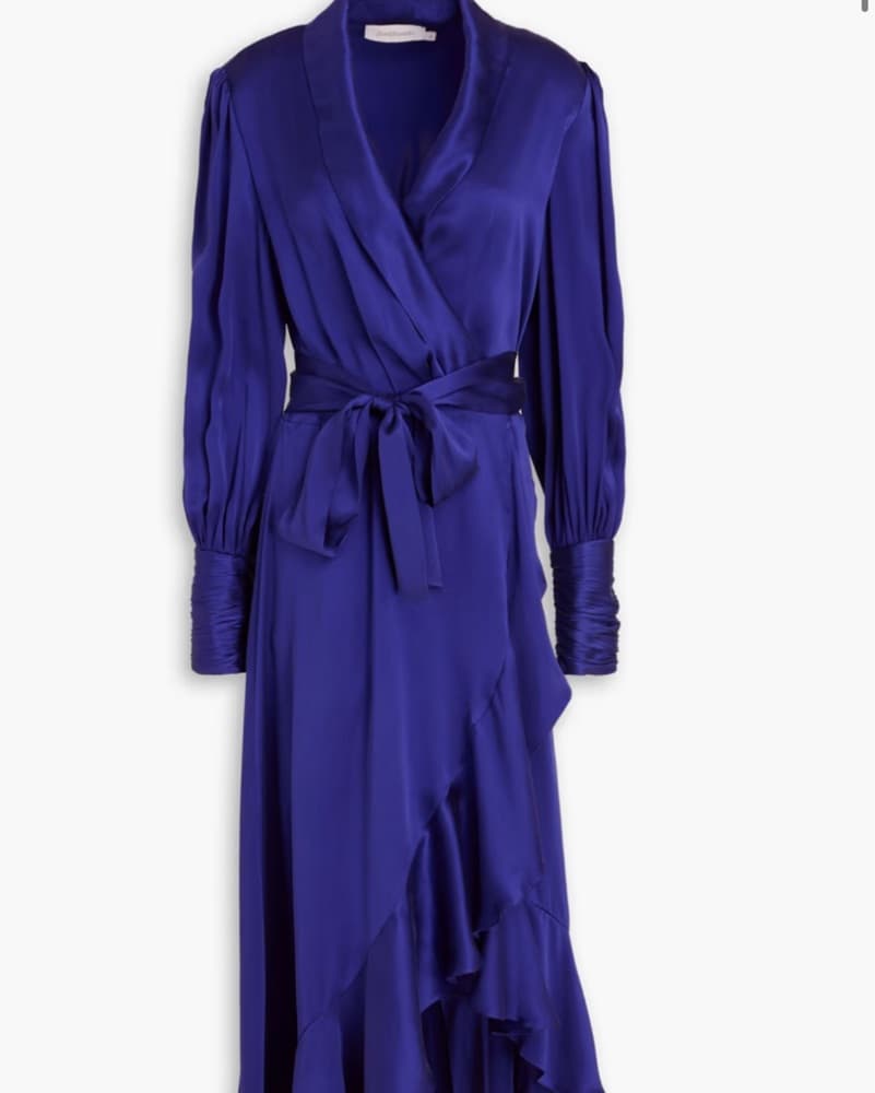 Zimmermann Ruffled SilkSatin Wrap Indigo - Image 1