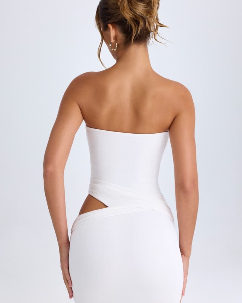  White Cut-Out Bandeau Mini Dress  - Image 3