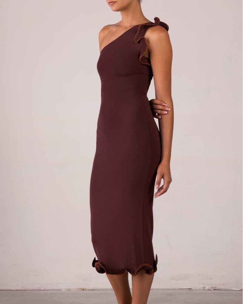 SAME Ruffle Hem One Shoulder Dress - Image 4