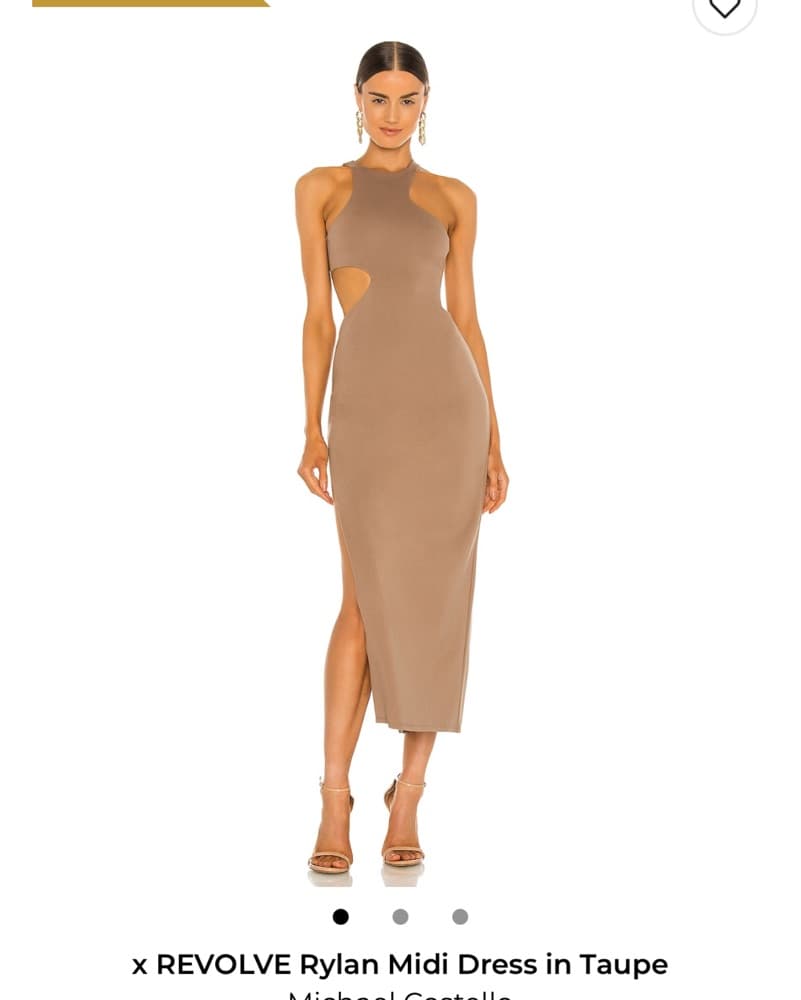 Chic and Elegant Taupe Midi Dress - Image 2