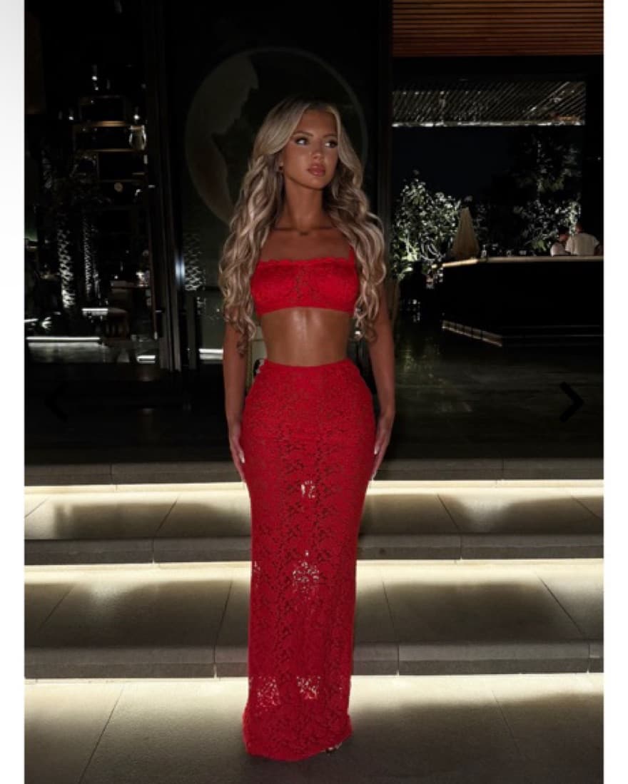Red Lace Vacation Skirt Set  - Image 3